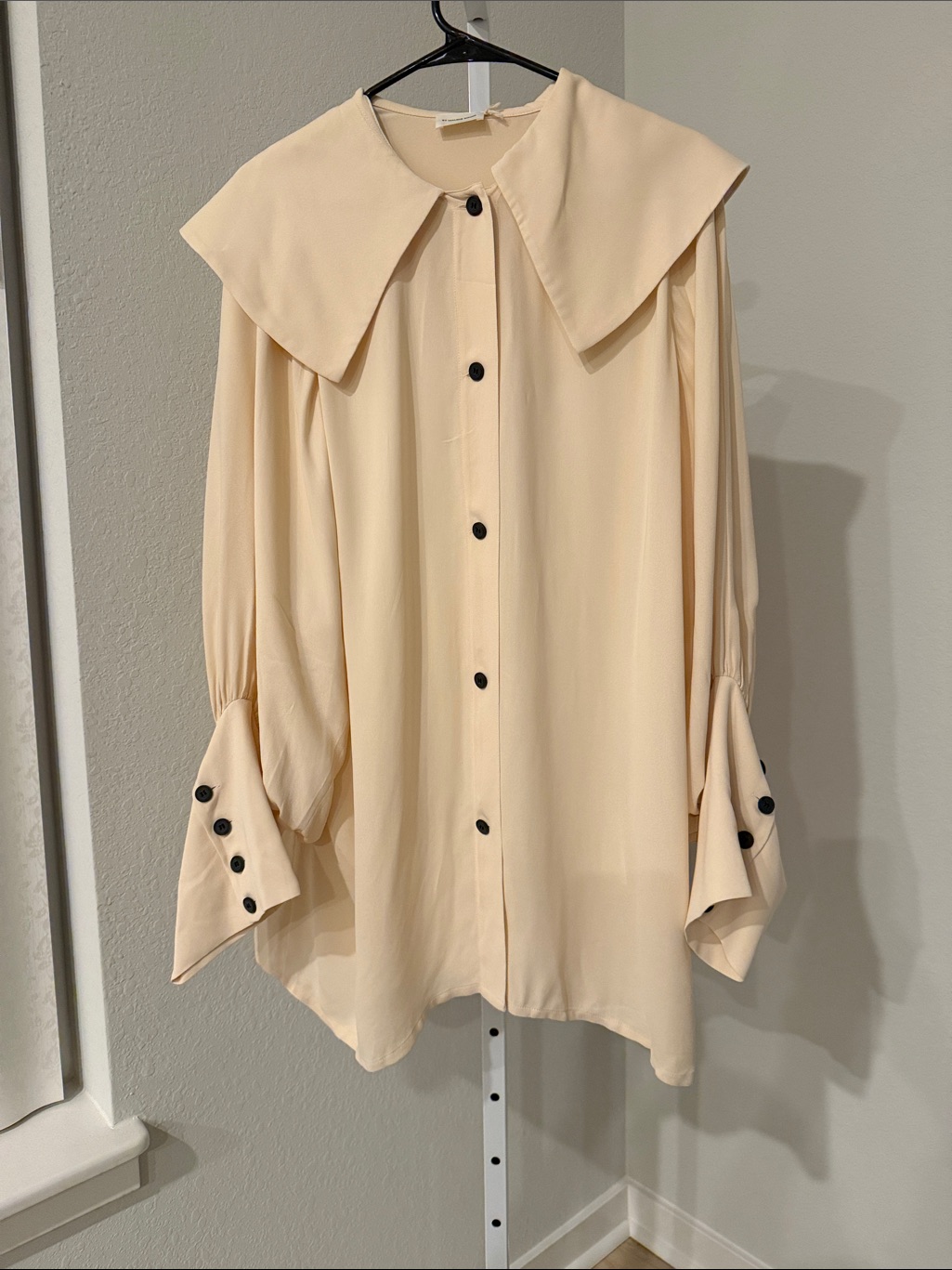 By Malene Birger Cream Button-Front Blouse With Oversized Collar